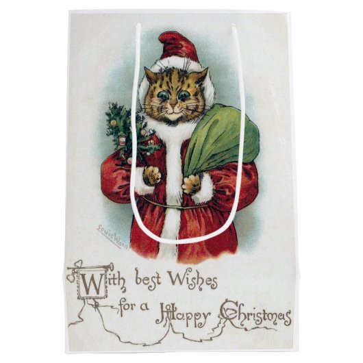 Kerstkat, Louis Wain Medium Cadeauzakje (Achterkant)