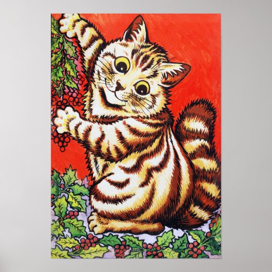 Kerstkat, Louis Wain Poster (Voorkant)