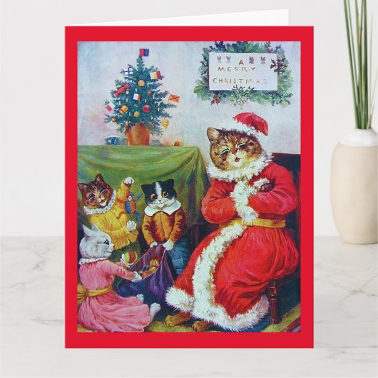 Kerstkat Louis Wain vintage Kaart (Voorkant)