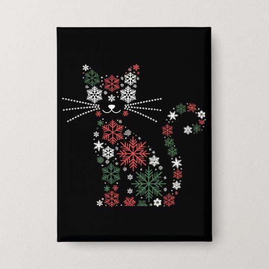Kerstkat maakte sneeuwvlokken Grappige katten Button (Voorkant)