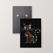 Kerstkat maakte sneeuwvlokken Grappige katten Button (Voorkant / Achterkant)
