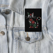 Kerstkat maakte sneeuwvlokken Grappige katten Button (Insitu)