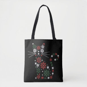 Kerstkat maakte sneeuwvlokken Grappige katten Tote Bag