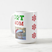 kerstkat Mam Paw Print Snowflake Foto Koffiemok (Voorkant links)
