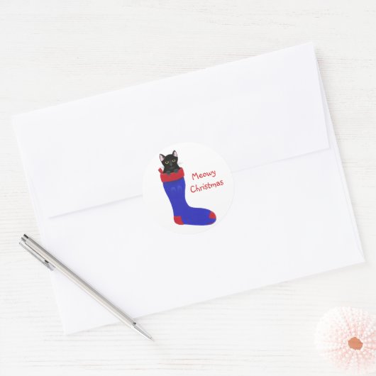 Kerstkat, Meowy Kerst stickers (Envelop)