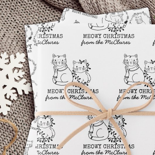 Kerstkat Meowy kerstmis Inpakpapier Vel