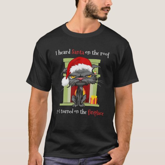 kerstkat met antisinterklaas met een sinterklaas t-shirt (Voorkant)
