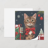Kerstkat met Cadeaus Feestdagenkaart (Voorkant / Achterkant)