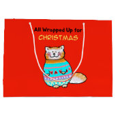 Kerstkat met een Grilfige Kerstsfeer Groot Cadeauzakje (Achterkant)