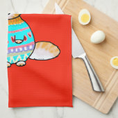 Kerstkat met een speelse kerstsfeer theedoek (Quarter Fold)