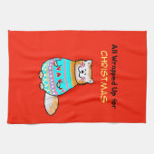 Kerstkat met een speelse kerstsfeer theedoek (Horizontaal)