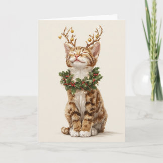 Kerstkat met een zweem van fantasie kaart