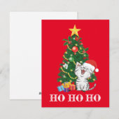 kerstkat met kerstboom feestdagenkaart (Voorkant / Achterkant)
