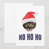Kerstkat met Kerstman hoed, Ho Ho ho Kaart (Voorkant / Achterkant)