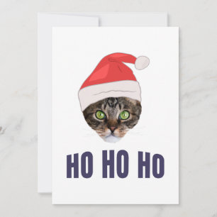Kerstkat met Kerstman hoed, Ho Ho ho Kaart