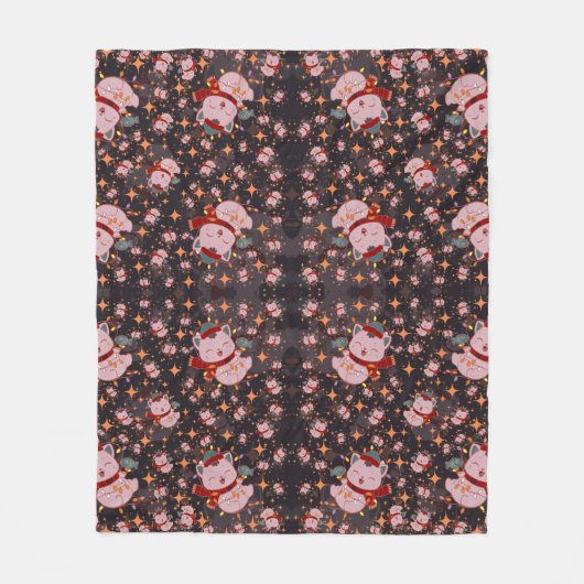 Kerstkat Met Kerstmannenhoed Fleece Deken (Voorkant)