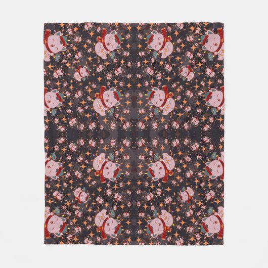 Kerstkat Met Kerstmannenhoed Fleece Deken (Voorkant)