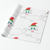 Kerstkat met kerstmuts cadeaupapier (Uitgerold)