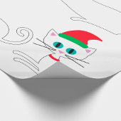 Kerstkat met kerstmuts cadeaupapier
