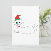 Kerstkat met kerstmuts kaart (Staand voorkant)