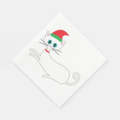 Kerstkat met kerstmuts servet (Hoek)