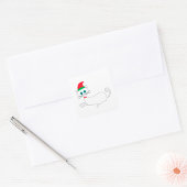 Kerstkat met kerstmuts vierkante sticker