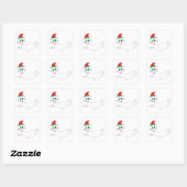 Kerstkat met kerstmuts vierkante sticker (Vel)