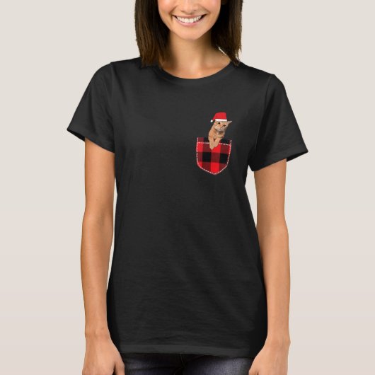 kerstkat met kersttasje in zakje t-shirt (Voorkant)