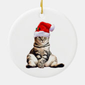 kerstkat met kersttasje keramisch ornament (Achterkant)