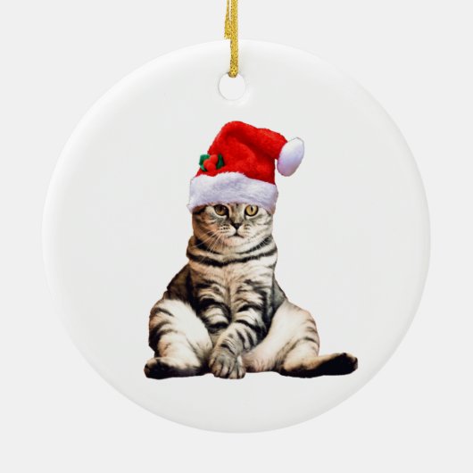 kerstkat met kersttasje keramisch ornament (Achterkant)