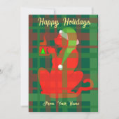 Kerstkat met Mok, Rood, personaliseer het Kaart (Voorkant)