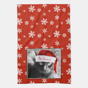 kerstkat, met naam aanpassen theedoek