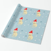 kerstkat met pet op blauw