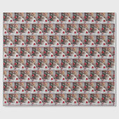 Kerstkat met rood Ornament Cadeaupapier (Vlak)