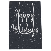 Kerstkat met sjaal en sneeuwvlokken medium cadeauzakje (Achterkant)