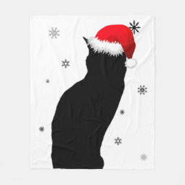 kerstkat met sneeuwflenmand fleece deken
