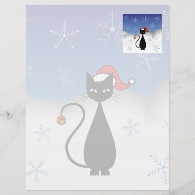 kerstkat met sneeuwvlokken (Voorkant)