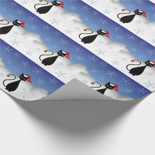 kerstkat met sneeuwvlokken cadeaupapier (Hoek)