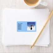 kerstkat met sneeuwvlokken etiket (Insitu)