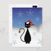 kerstkat met sneeuwvlokken feestdagenkaart (Voorkant / Achterkant)