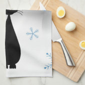 kerstkat met sneeuwvlokken theedoek (Quarter Fold)