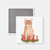 Kerstkat met tabbypatroon aquarel magneet (Voorkant / Achterkant)