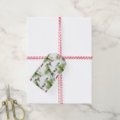 Kerstkat met vogels cadeaulabel (Met Touw)