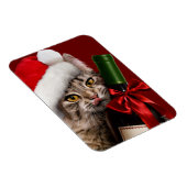 kerstkat met wijnflesje magneet (Rechterzijde)