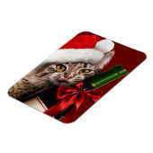 kerstkat met wijnflesje magneet (Linkerzijde)