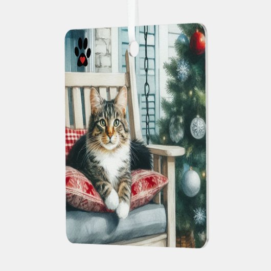 kerstkat metalen ornament (Voorkant links)