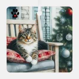 kerstkat metalen ornament