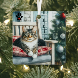 Kerstkat Metalen Ornament