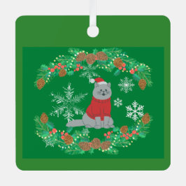 kerstkat metalen ornament