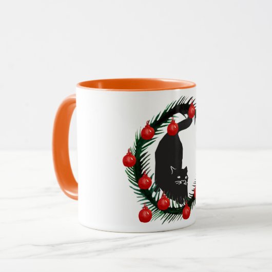 kerstkat mok (Voorkant links)